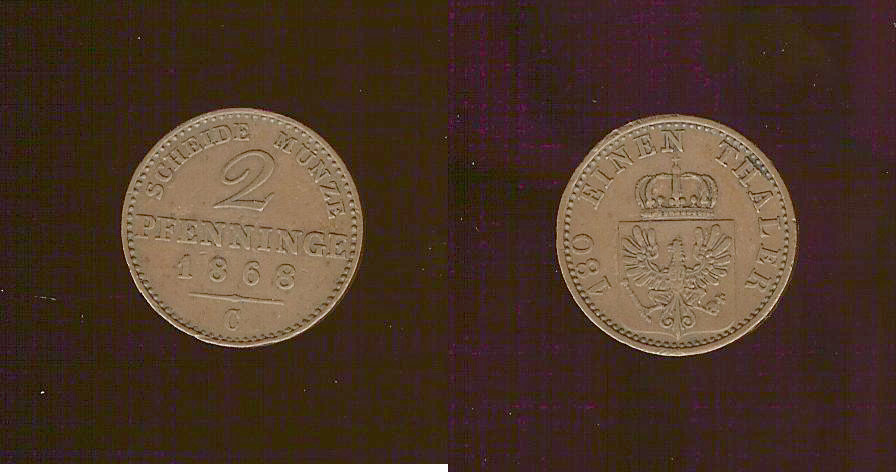 Germany Prussia 2 pfennig 1868C EF